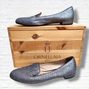 Miu Miu Silver Glitter Slip On Loafer Flats Size 9/40 EU